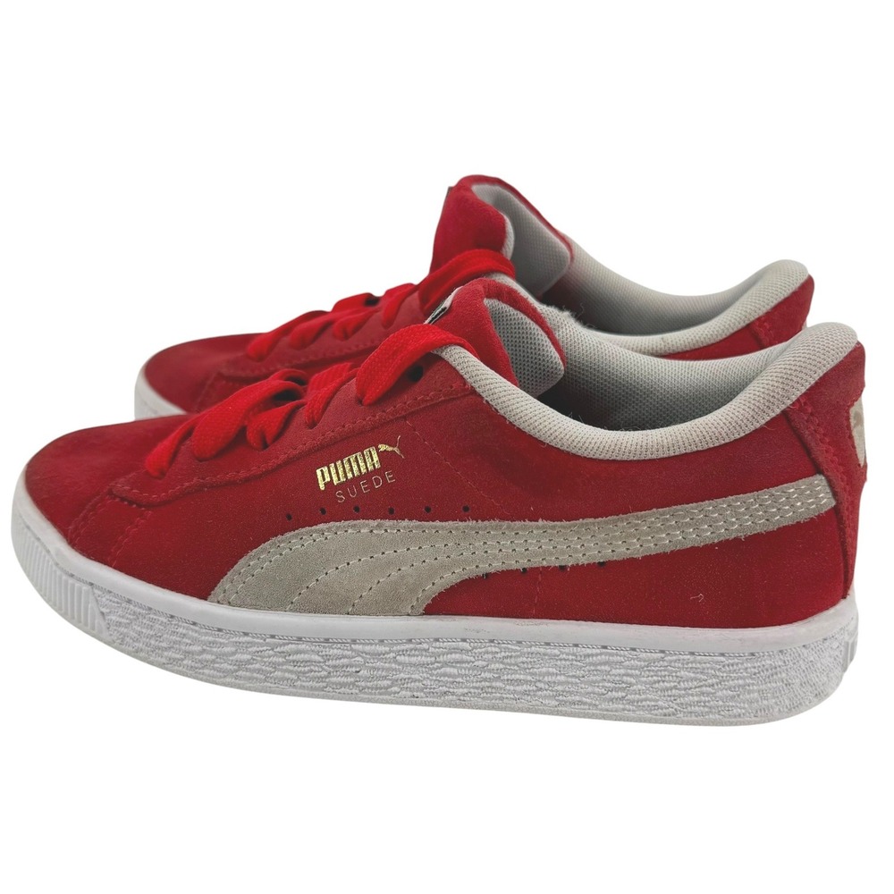Puma Suede Classic Red Light Grey Kids Sneakers 380561-02 Size 2.5C School Skate